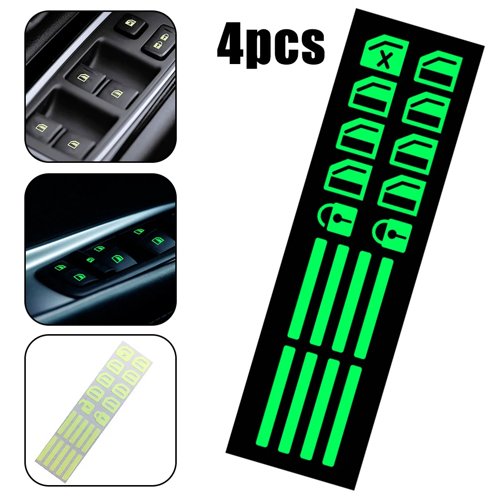 4 Pieces Glowing Car Button Stickers For Dashboard And Panel Use Automotive Decals Resistant To Cracking Peeling And Fading