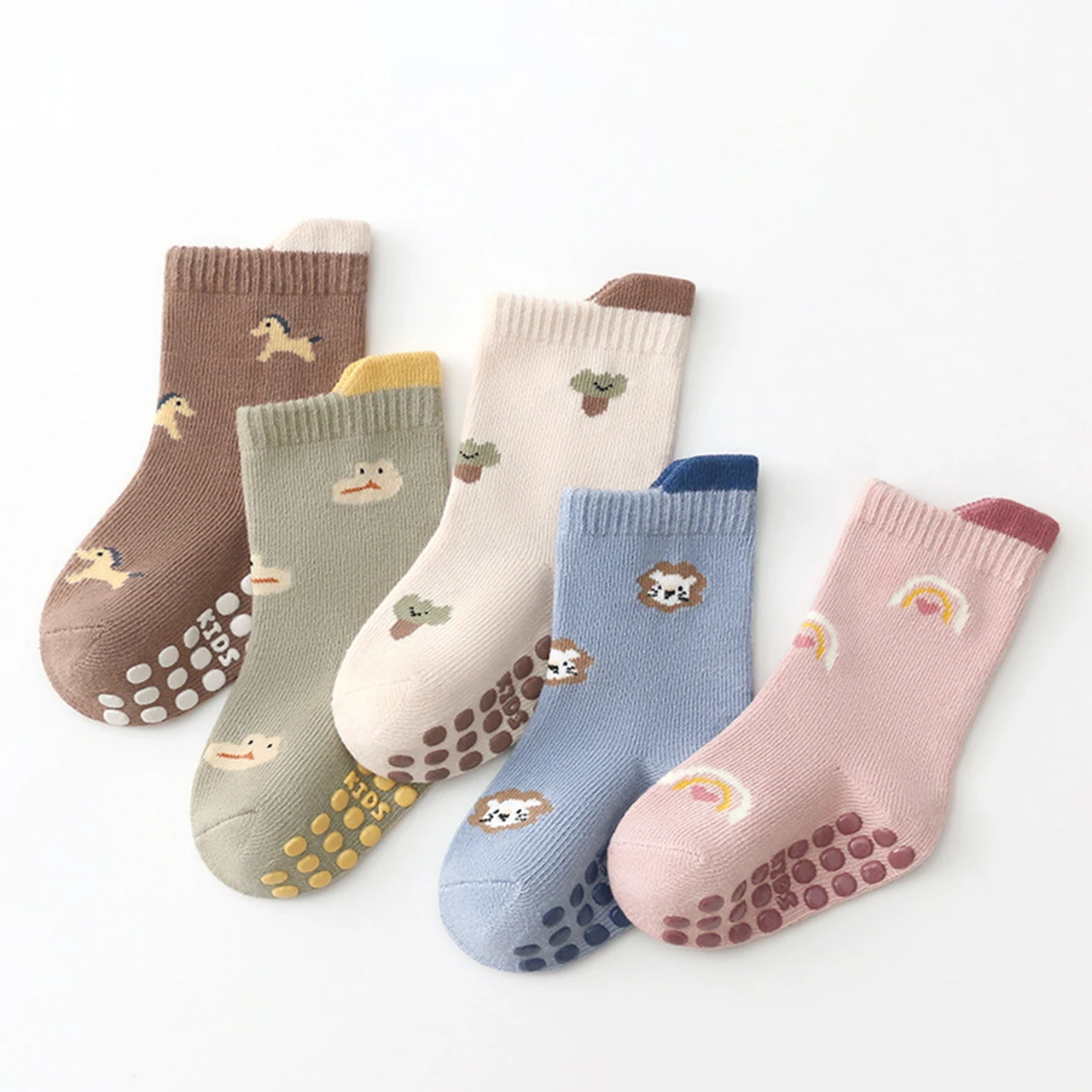 Cartoon Children Floor Sock Anti Slip Newborn Footwear Spring Autumn Middle Tube Sock Soft Breathable Kids Sport Cotton Socks
