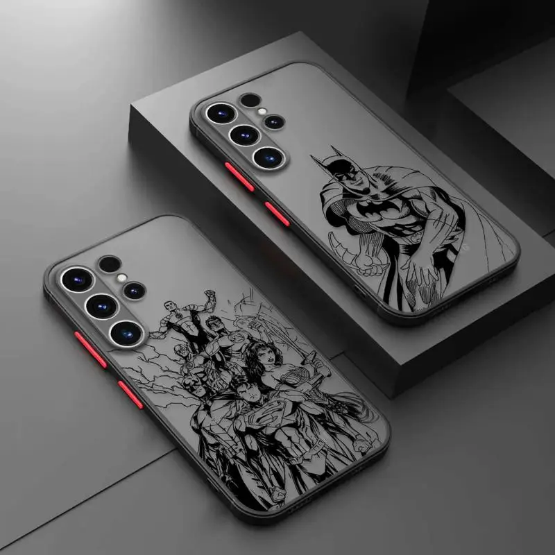 Luxury-Batman-Superman Clear TPU Matte Phone Case For Samsung Galaxy S23 S22 S21 S20 FE Ultra S10 S9 S8 Plus Note 10Plus 20Ultra