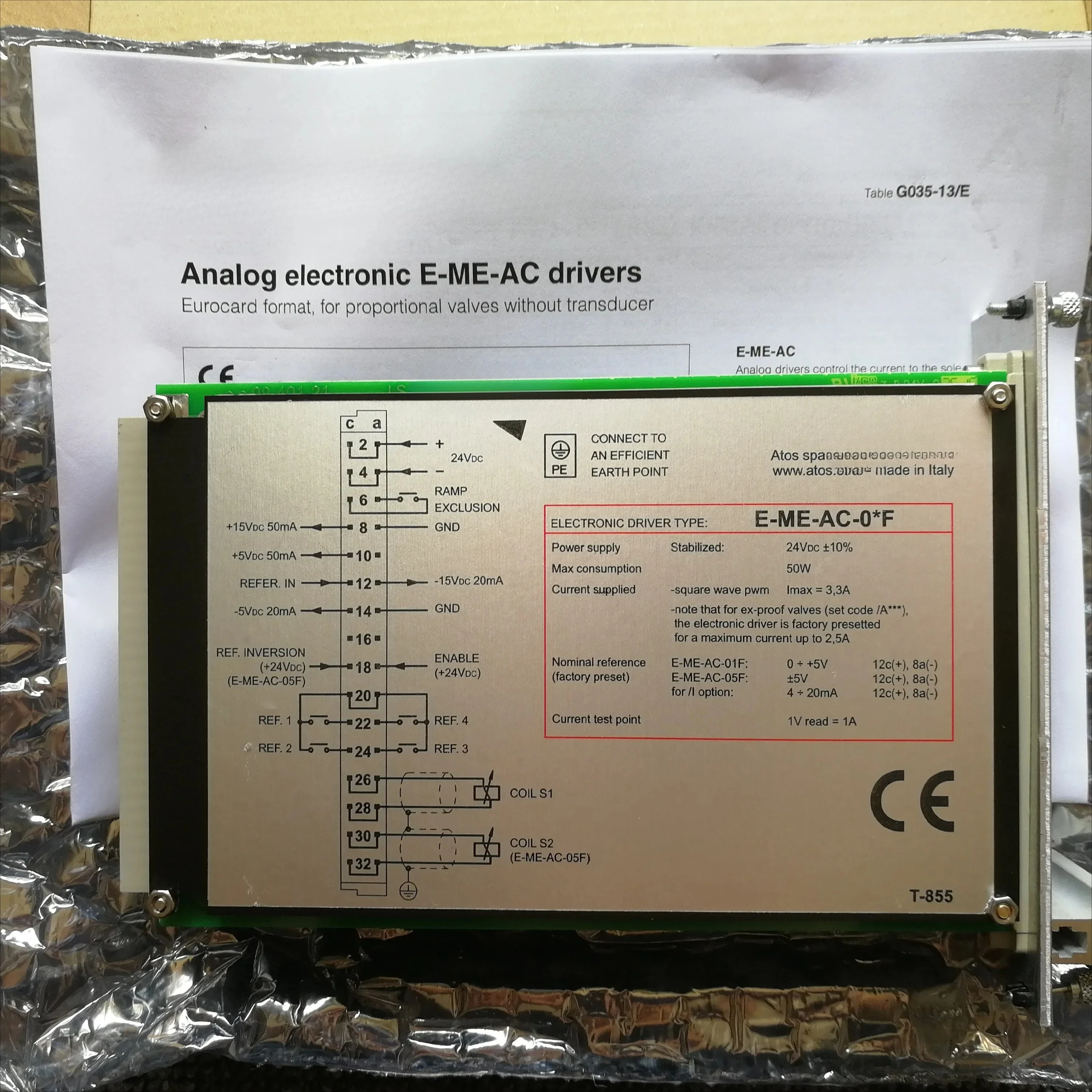 

DRIVER TYPE For E-ME-AC-05F 21/3 E-ME-AC-05F 21/2 electronic For E-ME-AC-0*F drivers