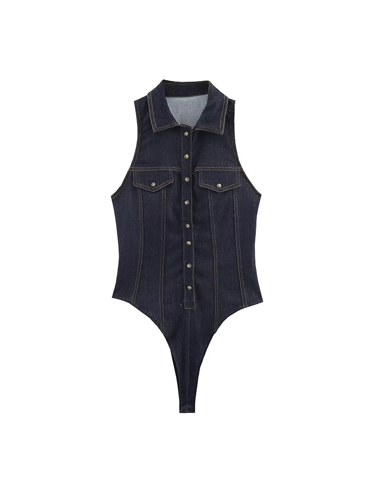 المرأة الجديدة الرجعية الدنيم ارتداءها أزياء الصلبة أكمام نحيل داخلية مع جيوب مثير سليم المناسب بذلة الصيف سيدة #2