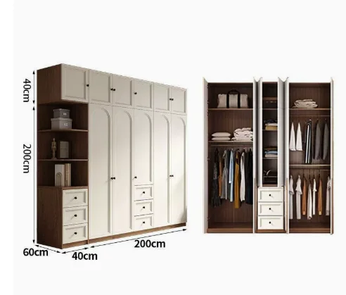 Retro Style 60-Deep Wardrobe, Finished Home Bedroom Dressing Table Combination Closet Set