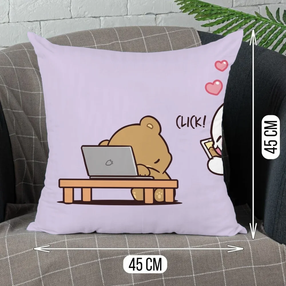 Milk Mocha Bear Home Decorative Pillowcase Cushion Covers Living Room Outdoor Pillow Covers Decorative Pillows for Sofa Cover