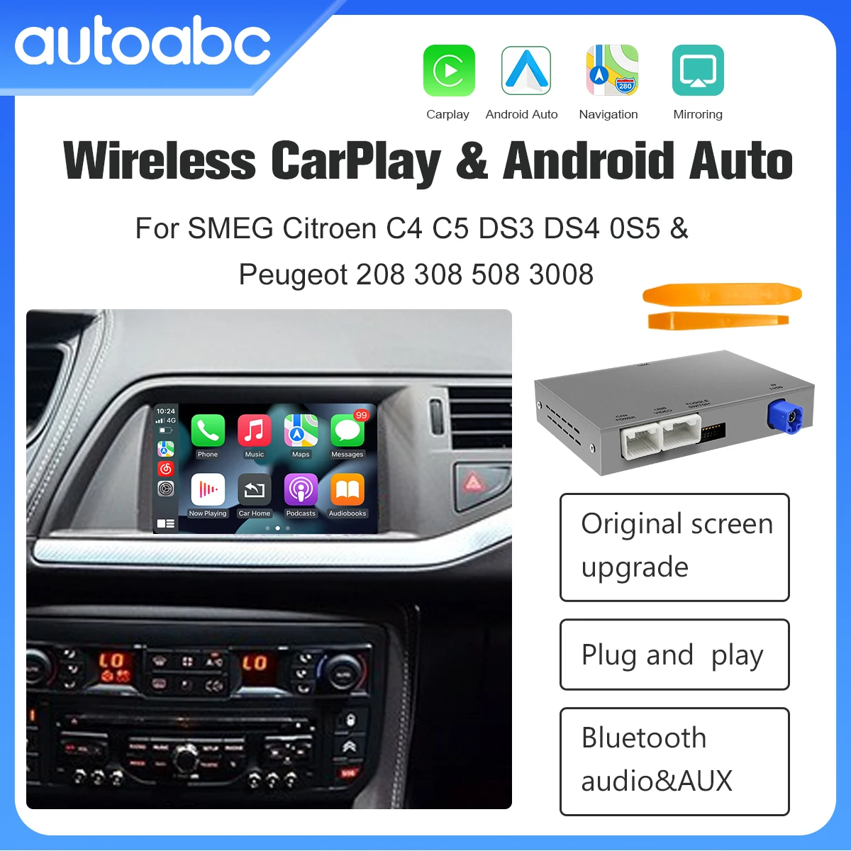New Upgrade Wireless Carplay Android Car Retrofit Decoder Module Kit for Peugeot Citroen Picasso DS4 DS3 308 508 208 2008 C4
