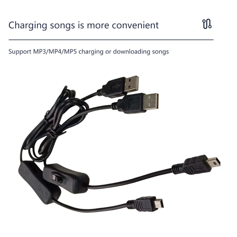 5V 3A USB to Mini USB Power Cable With Switch Mini USB Power Supply Cord with ON/Off Switch 480Mbps Data Transmission Cable