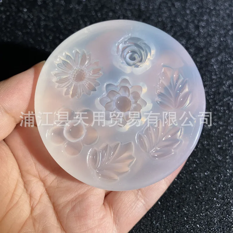 DIY Mirror Handmade Ornament Crystal Glue Small Flower Leaves Silicone Mold Table Decoration Accessory Resin Molds Moulds 16736