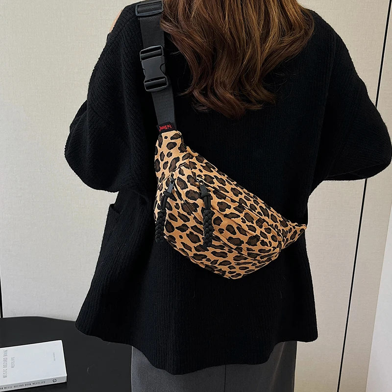 Fashion Leopard Print Waist Bag Street Trend Fanny Pack Woman