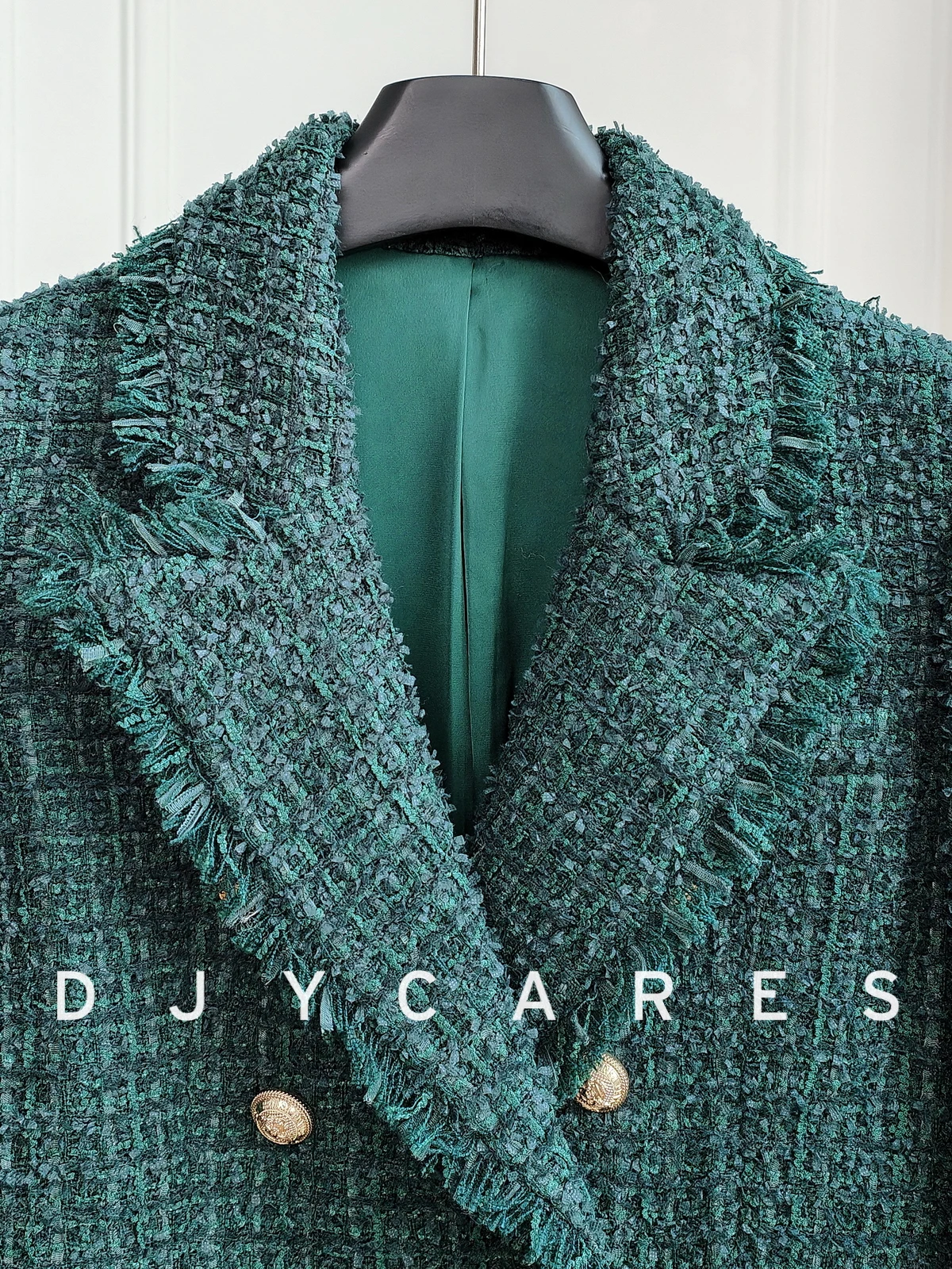 New Coarse tweed high-end customized butterfly floral yarn suit jacket double breasted  big size