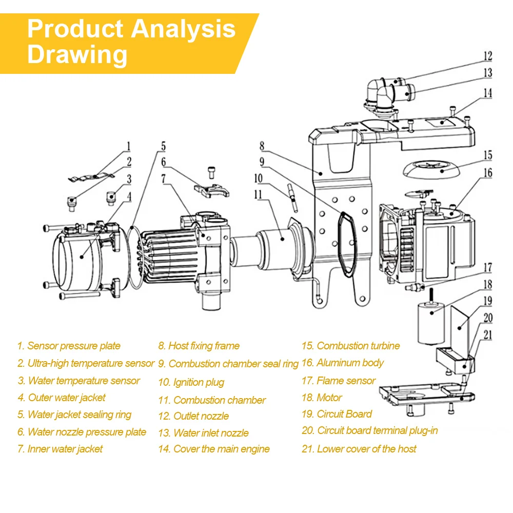 12V 6KW Diesel Fuel Liquid Heater Gasoline Preheater LCD Switch Silencer +Water Pump Parking Heating Device For Trucks Van Car