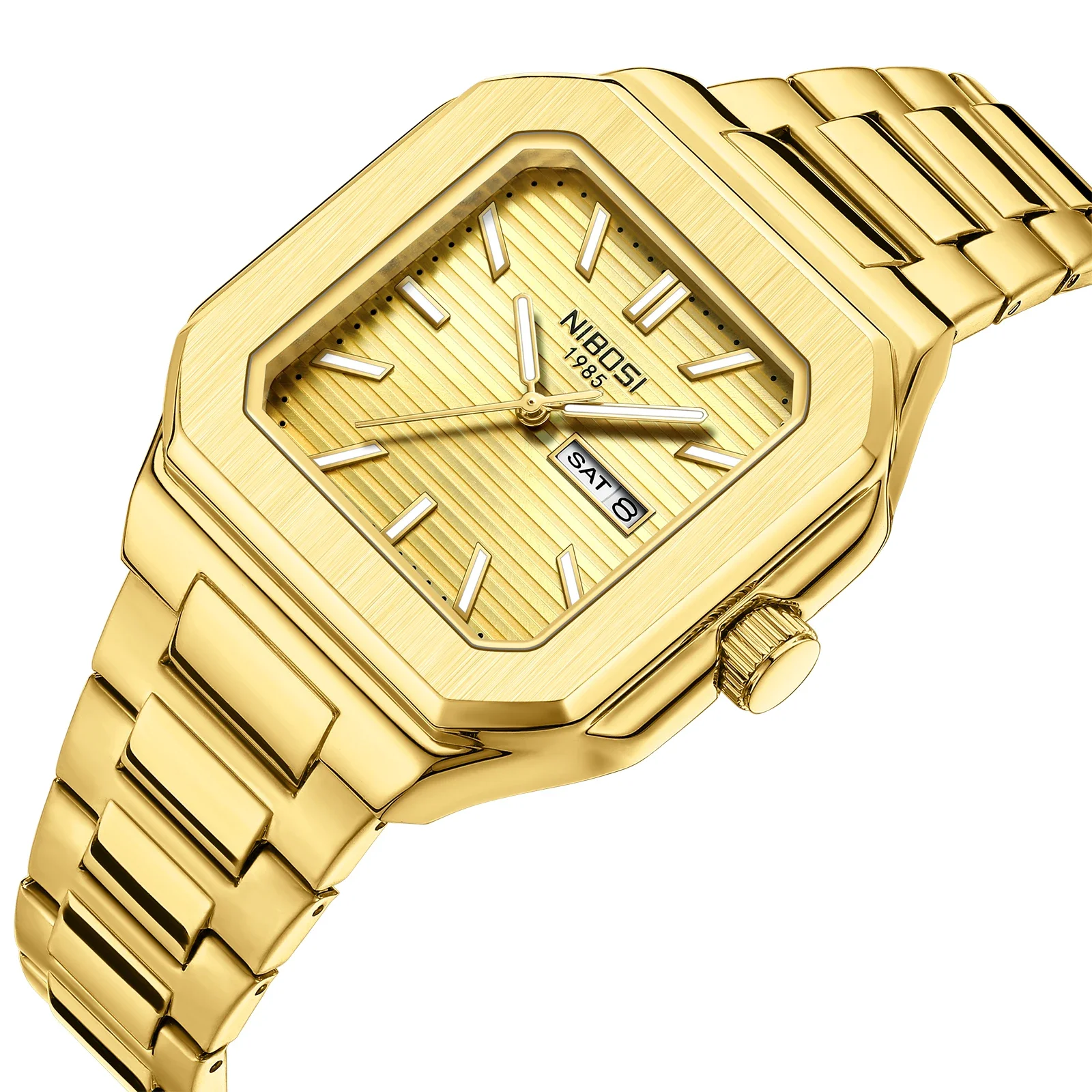 

NIBOSI деловые мужские часы водостойкий светящийся календарь хронограф квадратные мужские часы из нержавеющей стали кварцевые мужские часы Reloj