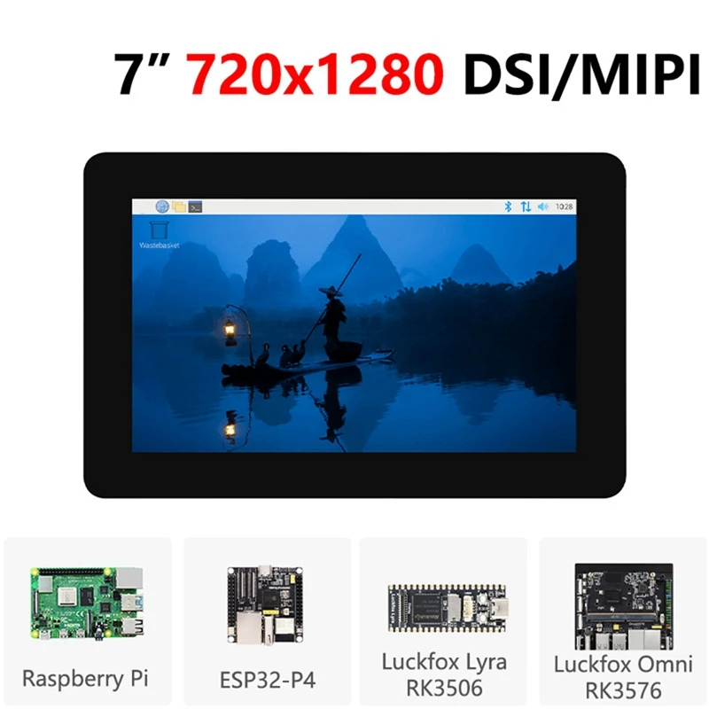 شاشة عرض LCD تعمل باللمس 7 بوصة DSI/MIPI 720 × 1280 لـ Raspberry Pi/ESP32-P4/Luckfox Lyra RK3576/RK3506