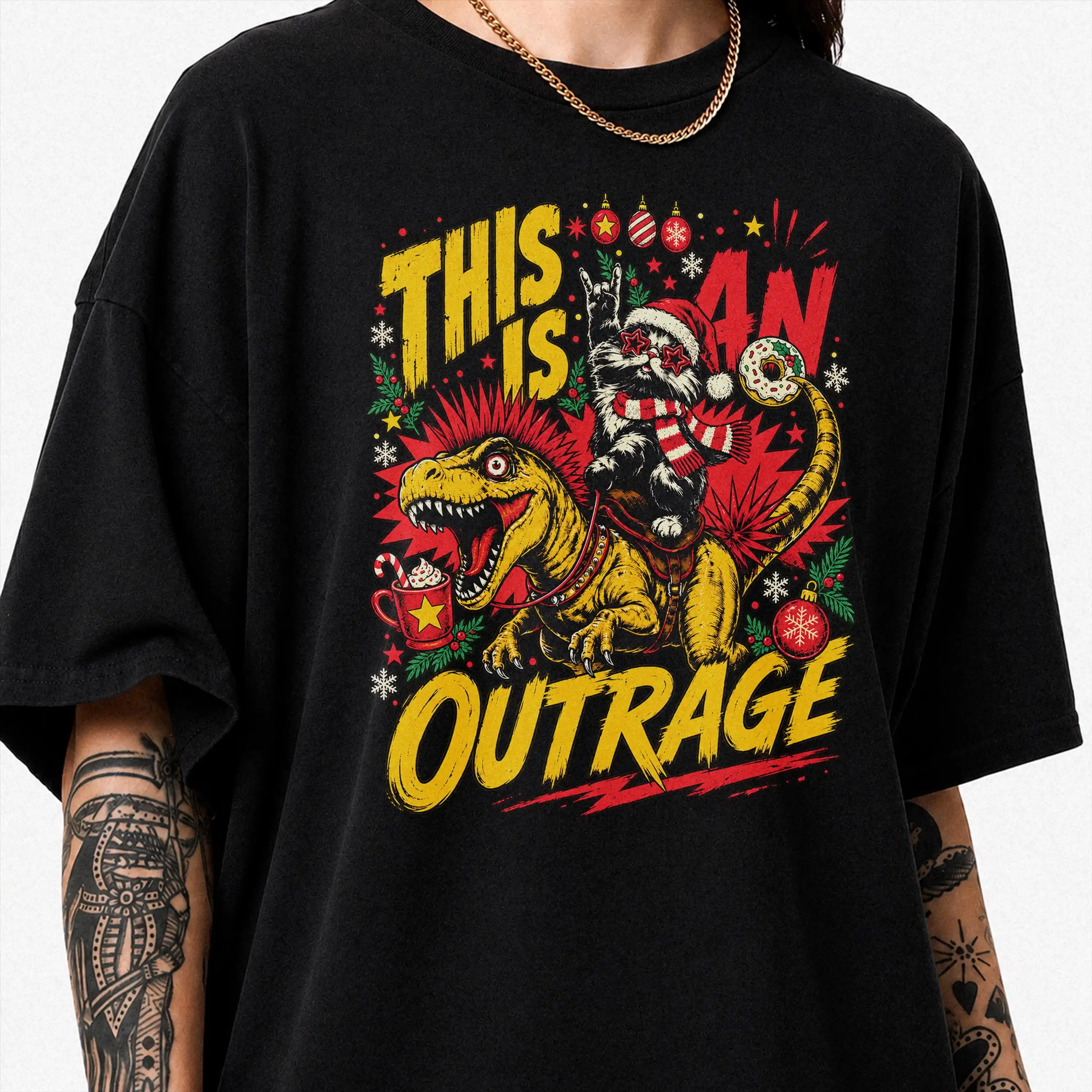 This Is An Outrage T-Shirt, LitRPG Fan Gift, Dungeon Crawler Shirt, Carl and Princess Donut Graphic Tee, Ugly Christmas