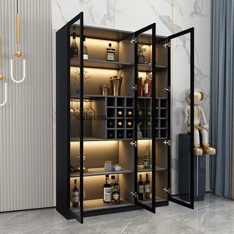 against the wall living room display cabinet modern simple small glass door high-grade household collection