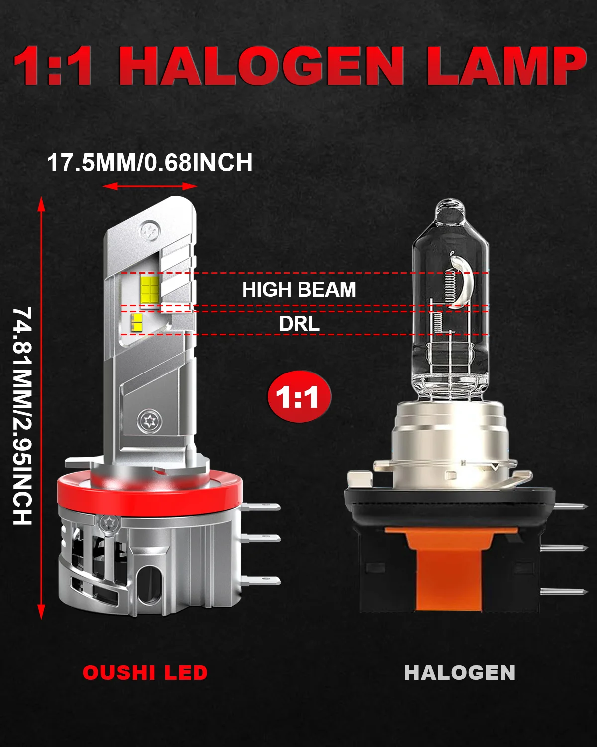 OUSHI 2pcs H15 Led Car Headlight Bulb Super Bright 6000K White Dual Beam High Low Beam Headlight With Fan For Ford F-150 Raptor
