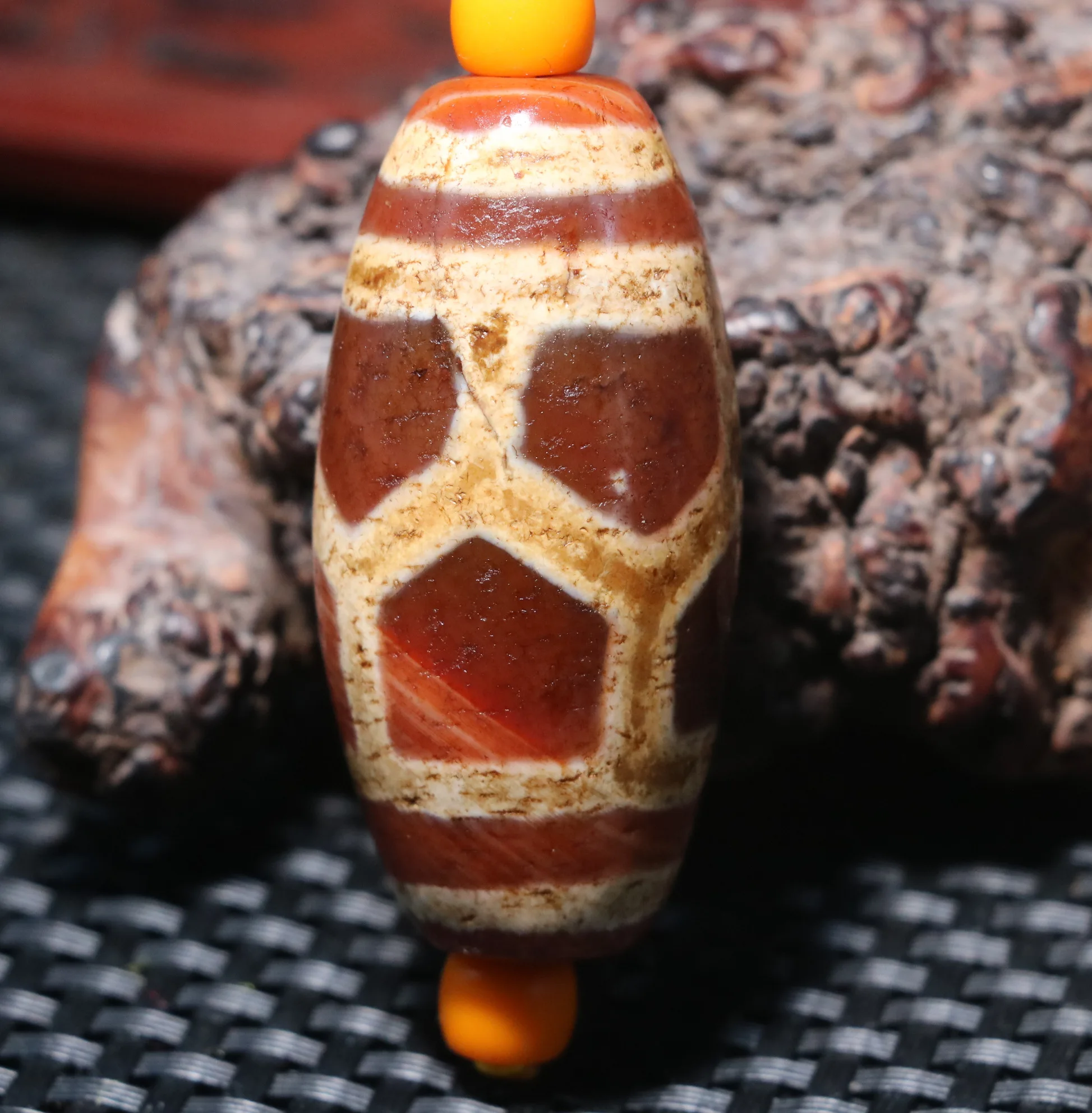 4A Energy Tibetan Old Agate Red Color Turtle Shell Longevity Long dZi Bead 52*25MM For Jewelry Amulet Timestown