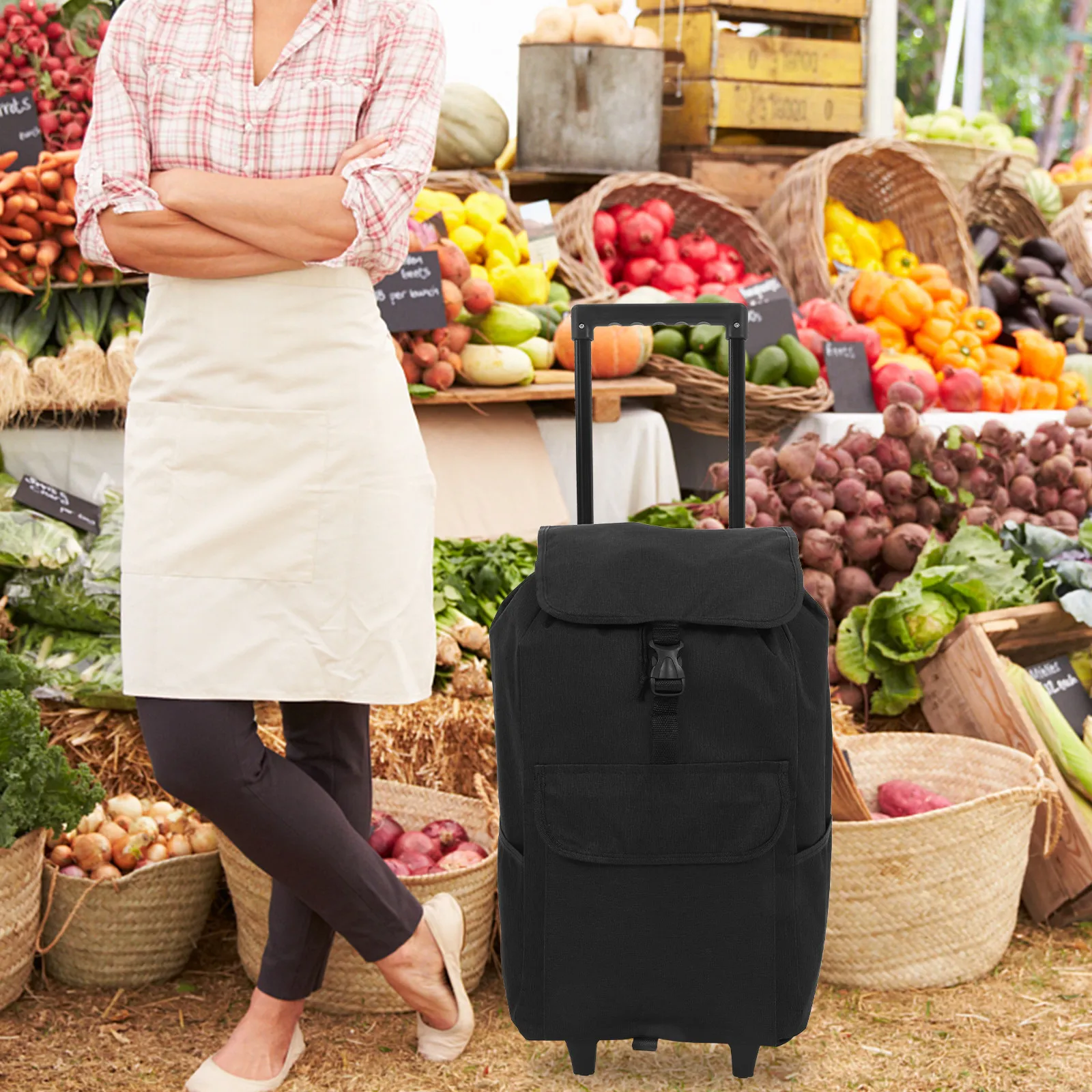 

Вместительная сменная сумка для тележки из водонепроницаемой ткани Оксфорд, складная сумка для покупок, для повседневных дел и семейных путешествий