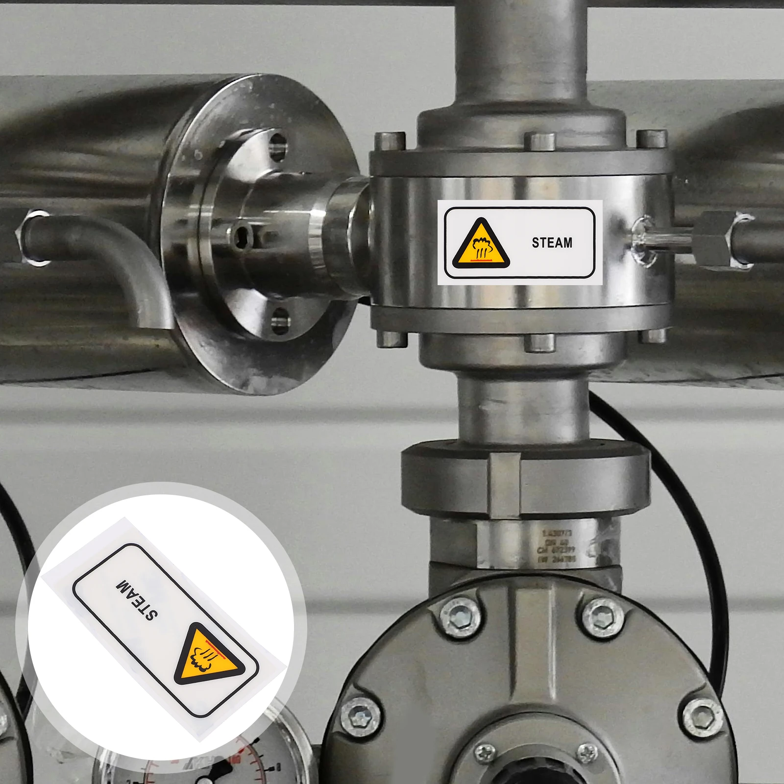 

High Temperature Warning Labels for Mini Steamer Iron Equipment Safety Notices PET Hot Sauce Labels Tub Caution Cold Signs Steam