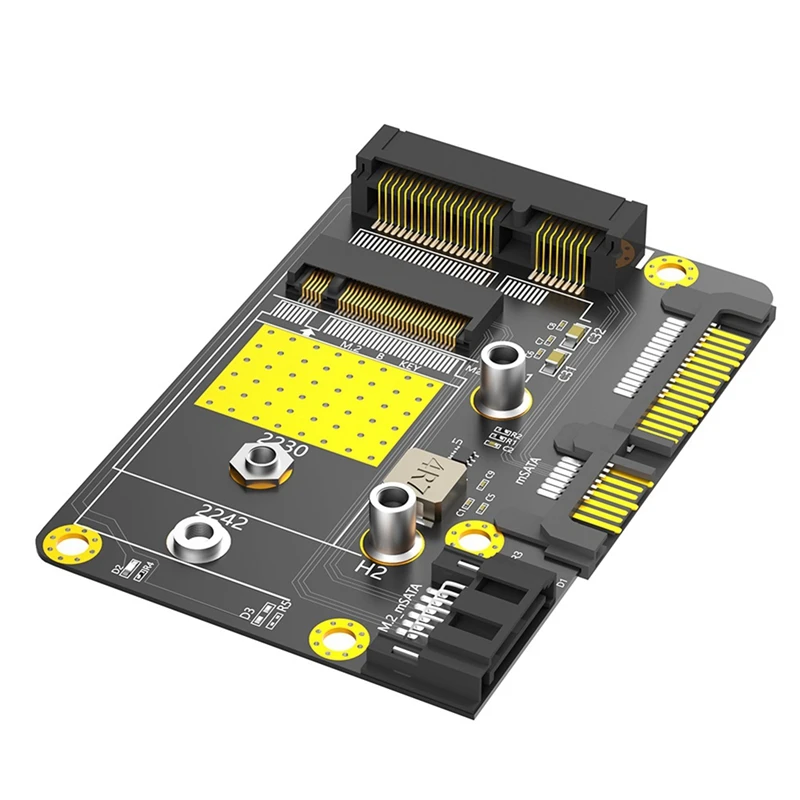 Adaptador Msata/M.2 NGFF SSD a SATA3 Dual, adaptador M.2/MSATA a SATA M.2 NGFF MSATA SSD a SATA3.0, adaptador de 2,5 pulgadas, 2 en 1