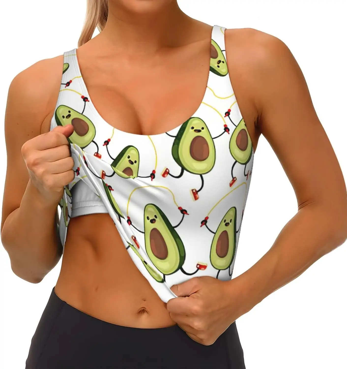 面白い漫画アボカドプリント軽量夏から冬のファッション女性スポーツベストヨガワークアウトベスト女性のための