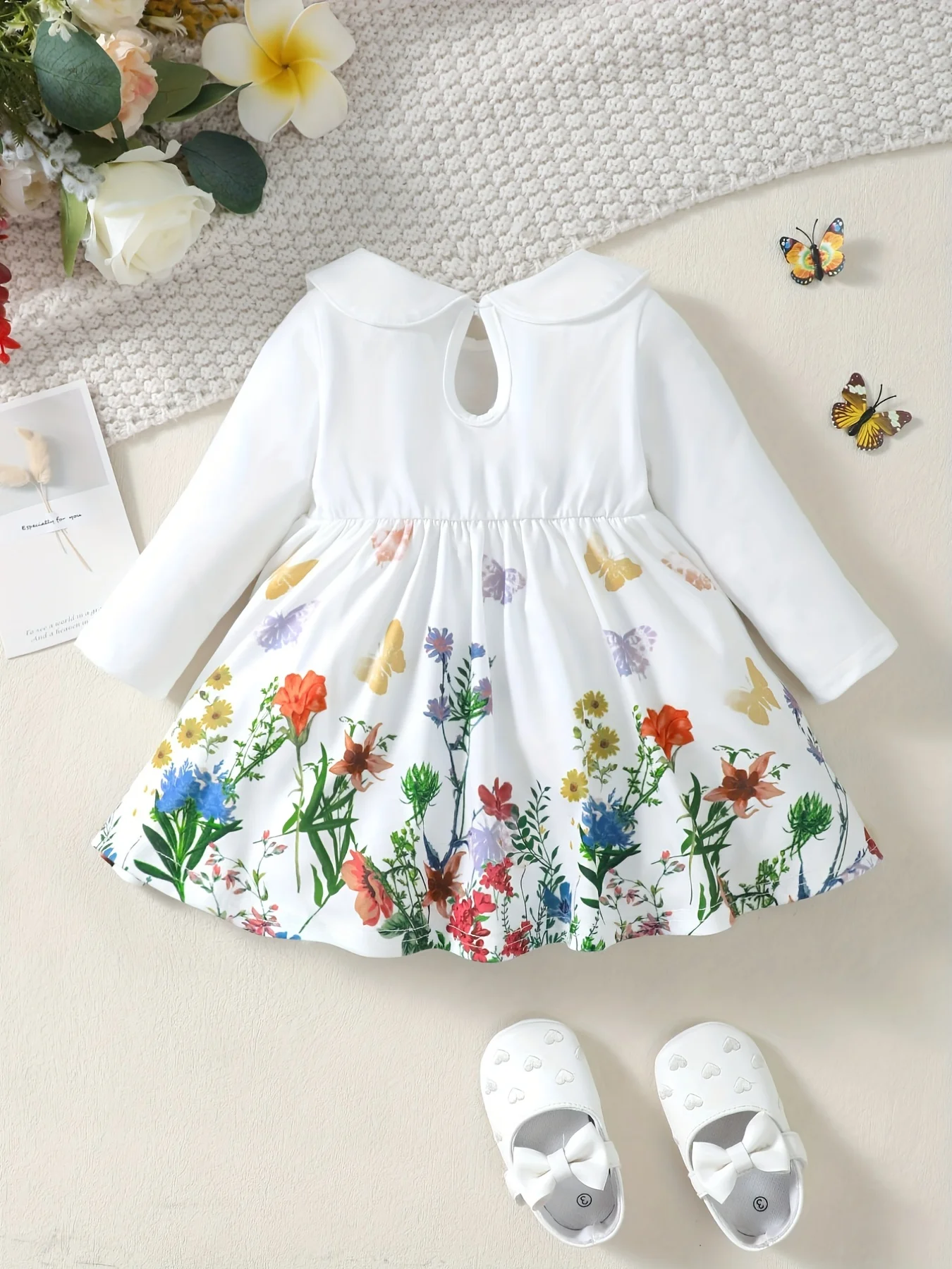 Autumn girl cute flower print dress,