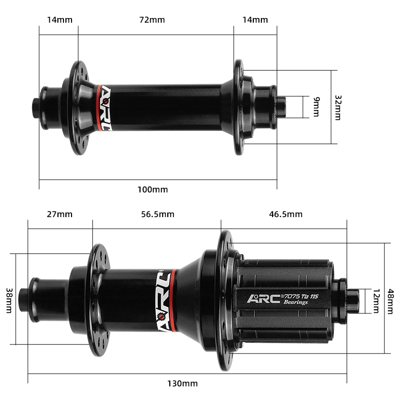 ARC RT010 002 Front 100 Rear 130 Road  Bike Hub Hub 4 pawls 48 clicks NBK Bearing Hub 20 24 Holes Bicycle Hub V brake 8 9 10 11S