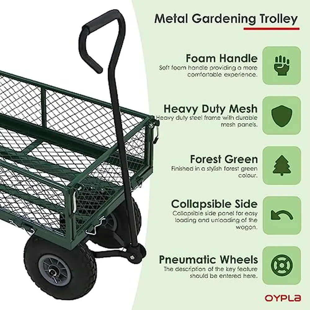 Steel Mesh Gardening Trolley Cart 880lb Load Capacity 10