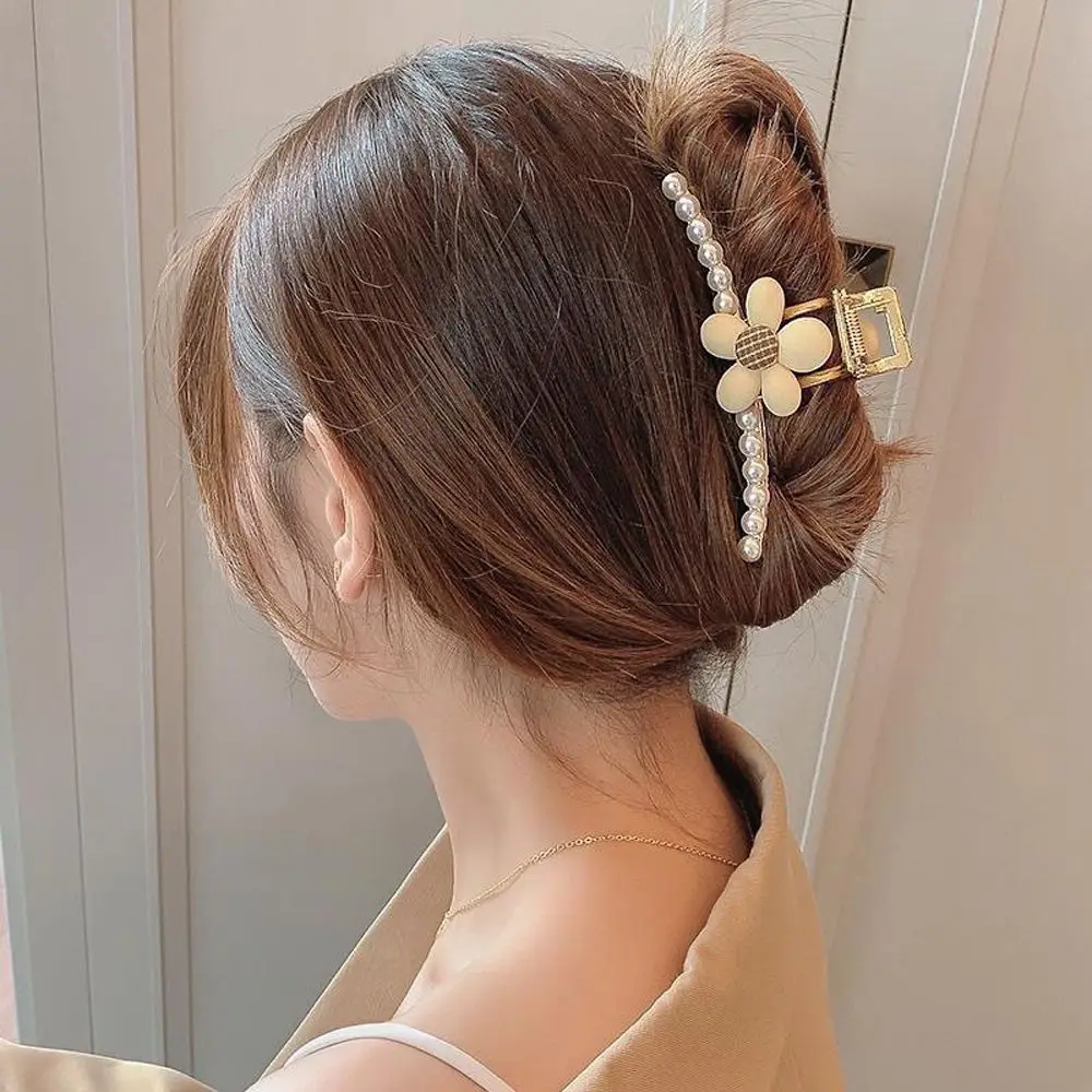 Pinza de cola de caballo para mujer, tocado de cangrejo de corazón de amor, accesorios coreanos para el cabello, pasador femenino, horquillas de flores