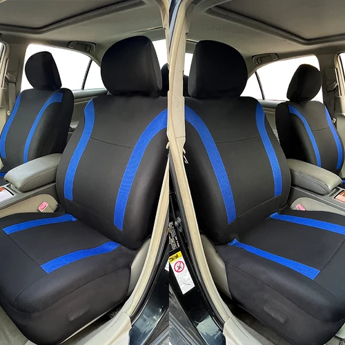 Imagen 2 del producto AUTO PLUS Juego de fundas de asiento de coche de poliéster, universales, deportivas, se ajustan a la mayoría de coches, de tela lisa, Bicolor, elegantes accesorios de coche, Protector de asiento