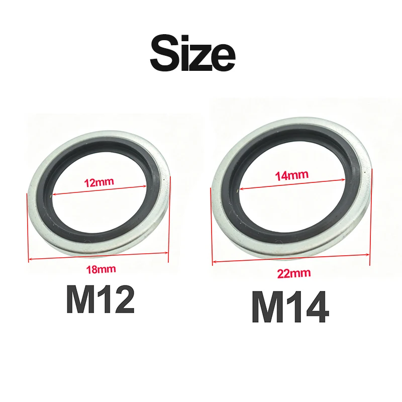 Picture 7: Car Oil Pan Drain Plug Washer Sealing Gasket M12 M14 Self Centering Galvanized Rubber Bonded Seal Washer Engine Oil Plug Washers