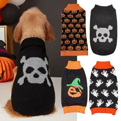 M63 Halloween funny cute orange pumpkin head jacket dog sweater small dog two-leg cat pet knitted clothes