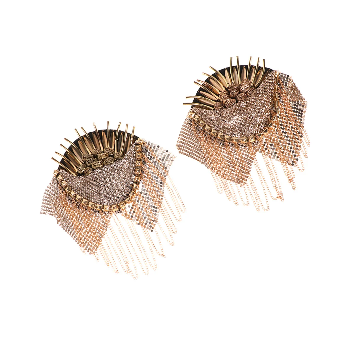 1 زوج الكتف الكتفيات شارة شرابة سلسلة تصميم برشام الكتف مجلس للرجال النساء أزياء خمر دعوى الديكور التبعي #2