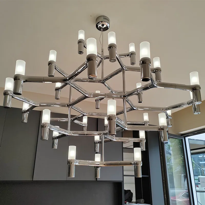 Modern Luxury Foyer G9 Led Chandelier Lustre Metal Pendant  Lighting Stairs Hanging Lamp Deco  Indoor Light Fixture
