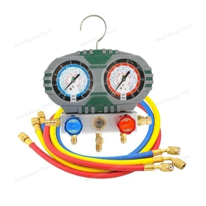 

Комплект двойного манометра для добавления хладагента, кондиционер, набор манометров для фтора, манометр для хладагента, манометр для воздуха