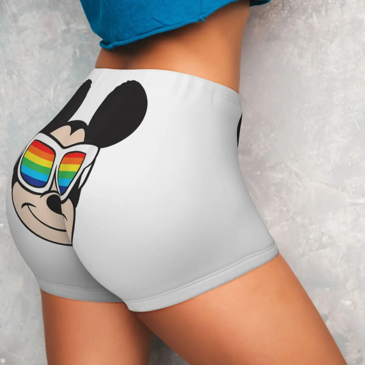 Women Fitness Yoga Lift Shorts Mickey Mouse Seamless Shorts Rainbow Sunglasses Volleyball Biker Gym Pants Tights