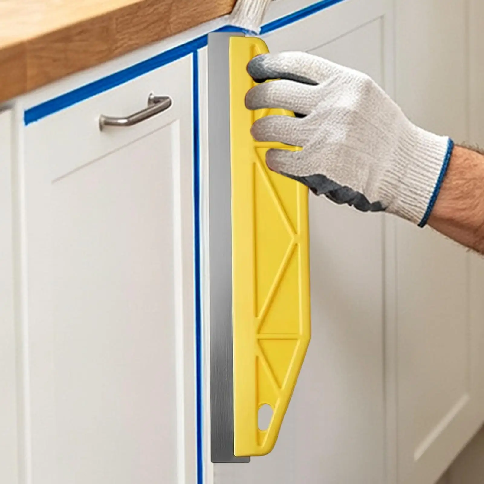 Heavy-Duty Paint Shield Edger Yellow with Ergonomic Handle Wall Painting Tool Plastic Metal Edge-Durable Painting Accessory
