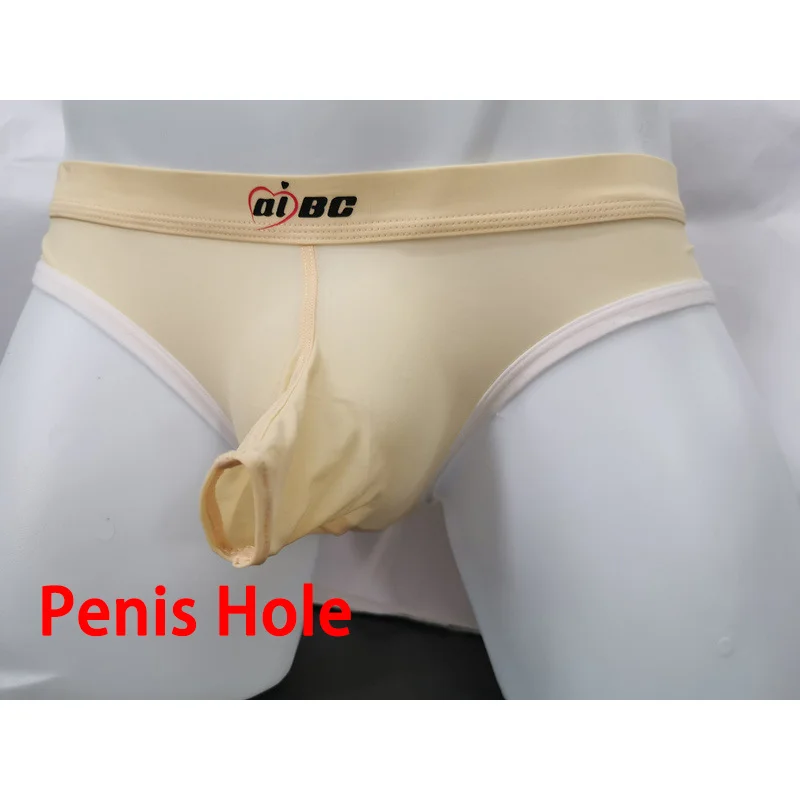 

Men's Sexy Penis Hole See Through Briefs Gay Sissy Panties Thin Elephant Trunk Summer Underwear Erotic Low Rise Boxer Clubwear