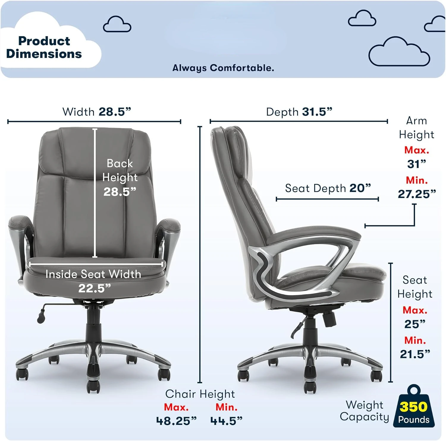 Big and Tall High Back Executive Office Ergonomic Gaming Computer Chair with Layered Body Pillows