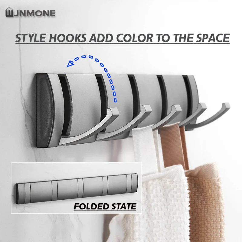 Punch-free Black Wall Hooks for Kitchen Bathroom Towel Hooks Robe Coat Hook Bathroom Fixture Home Accessories Coat Hanger Wall