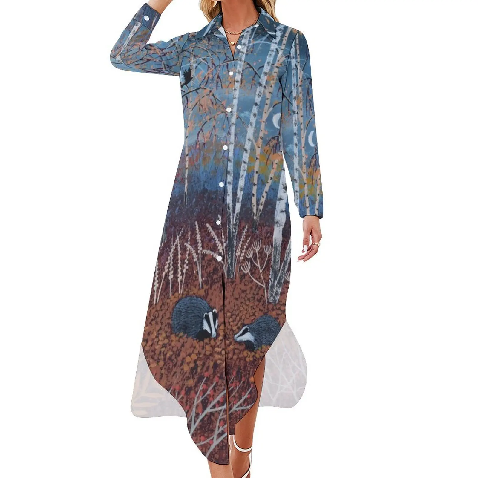 

The Badgers of Autumn Wood Long Sleeved Shirt Dress luxury dresses dresses women summer 2024 Long veiled dresses