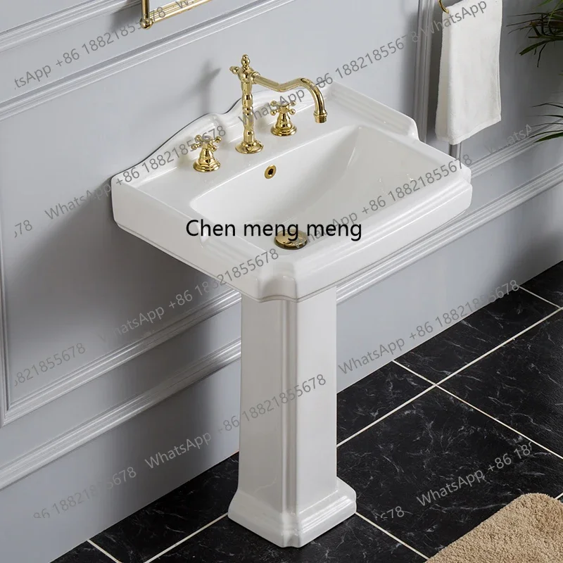 YL Classic ceramic column basin Meima bathroom hand washing single and double three-hole retro style
