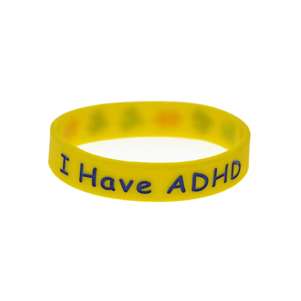 Bracelet en caoutchouc de Silicone j'ai tdah, 1 pièce/4 pièces, pour troubles de déficit d'attention, Bracelet unisexe pour enfants
