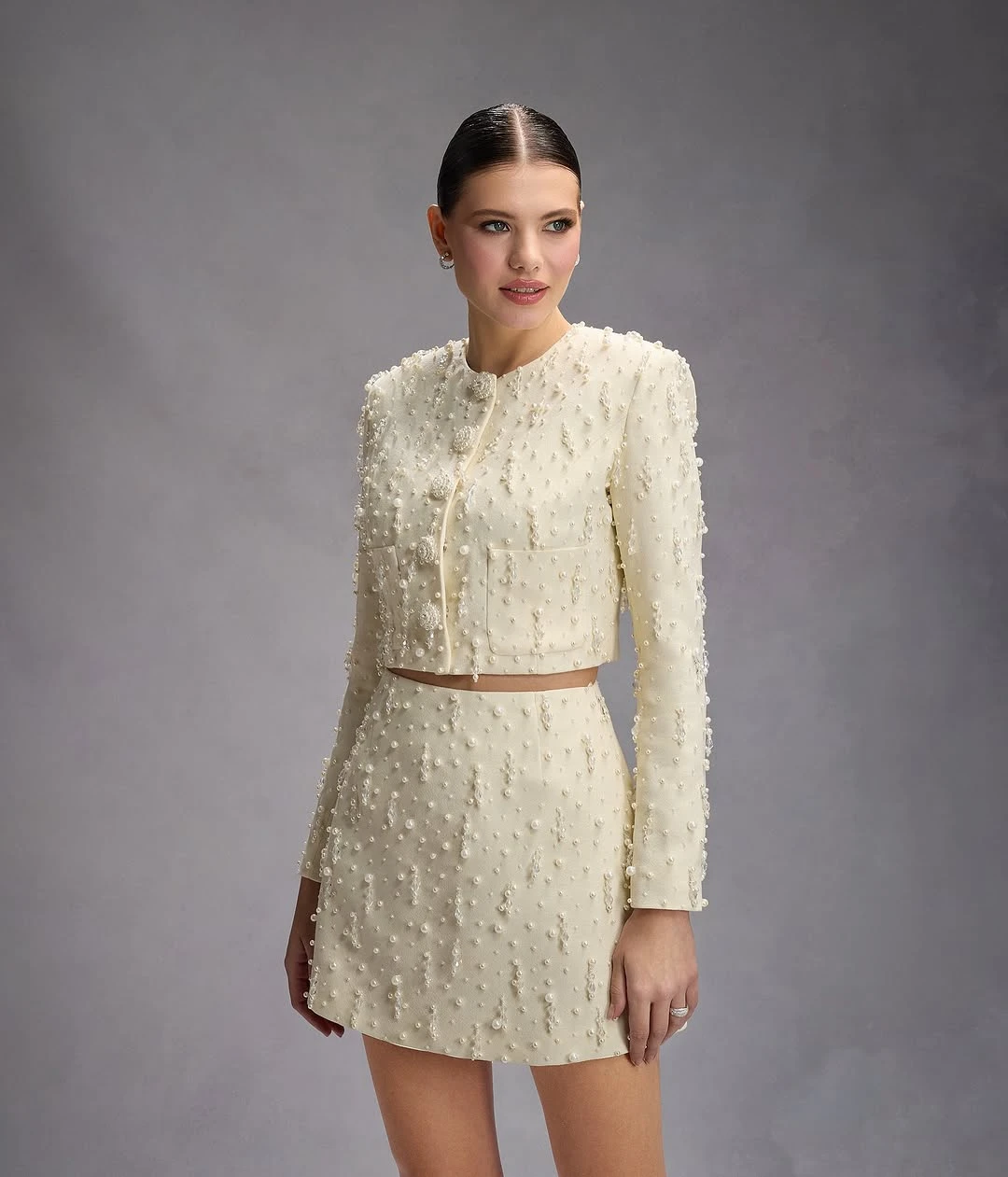 빈티지 진주 페르시 여성 복장 2 조각 플러스 사이즈 차 길이 블레이저 드레스 맞춤형 파티 댄스 파티 연예인 복장