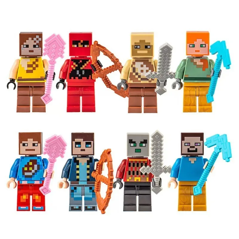 10 قطعة Minecraft تجميعها نموذج الحلي مجموعة للأطفال عمل الشكل لعبة DIY بها بنفسك لعب الأولاد الكرتون الطرفية هدايا عيد الميلاد