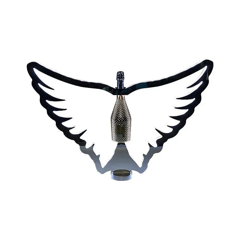 

LED luminous colorful wings wine holder champagne foreign charging base stainless steel wine rack bar