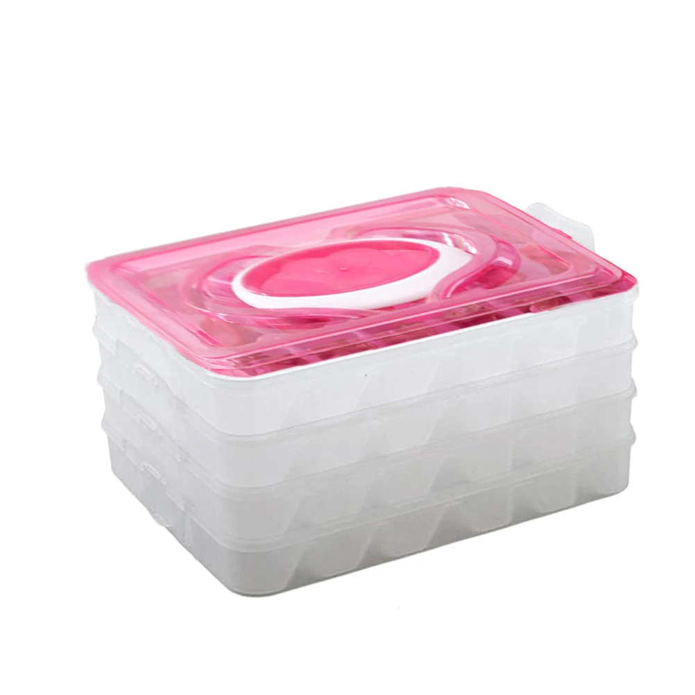 

Dumpling Storage Box 4 Layers 18 Compartments Tray Kitchen Freezer Organizer Moistureproof Airtight Container PP Material
