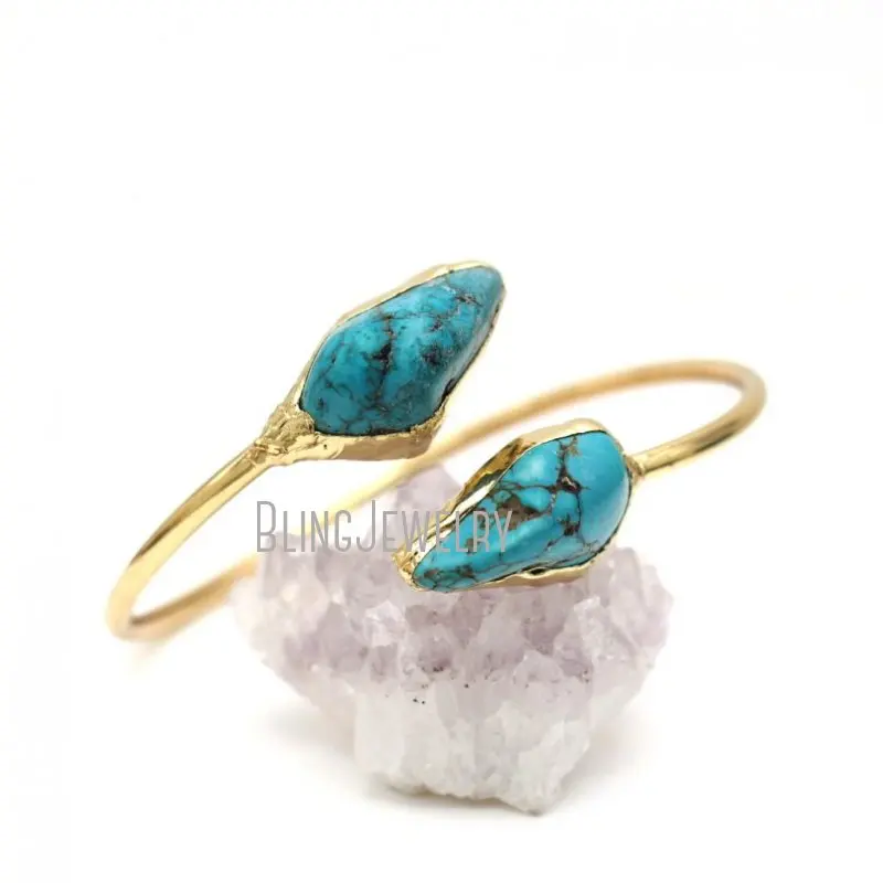 

BM42285 Cuff Bangle Bracelet Raw December Birthstone Unisex Jewelry Turquoise