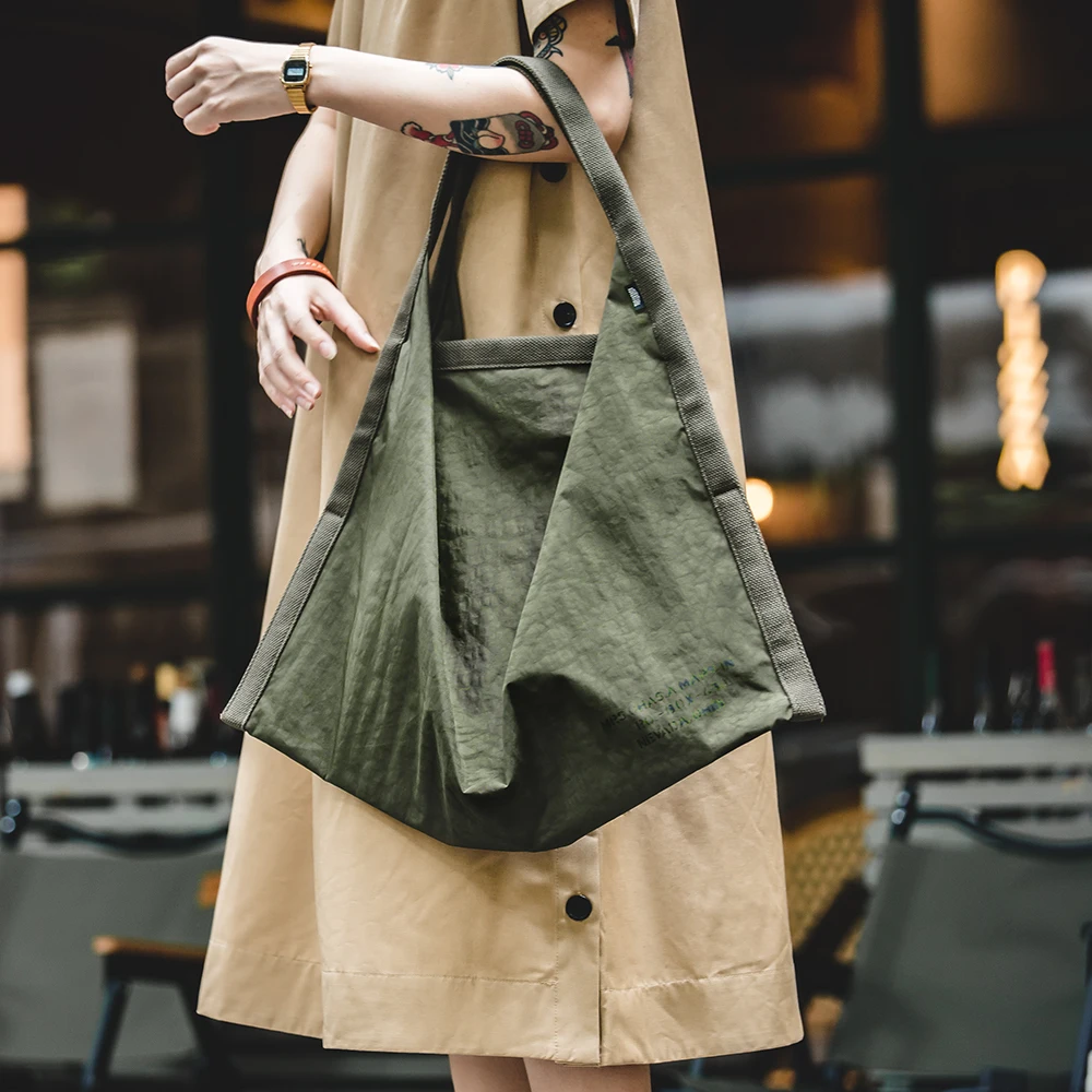 Maden Casual Large-capacity Waterproof Handbag Commuter Tote Bag Retro Olive Green Computer Messenger Bag for Women