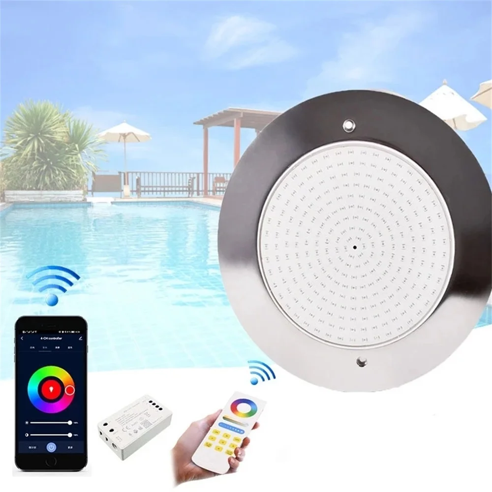 Luzes LED subaquáticas RGB, Luz para piscina, Decoração do partido, Lâmpada de fonte, Controle de aplicativos móveis, 12V, IP68, 12W, 18W, 25W, 35W