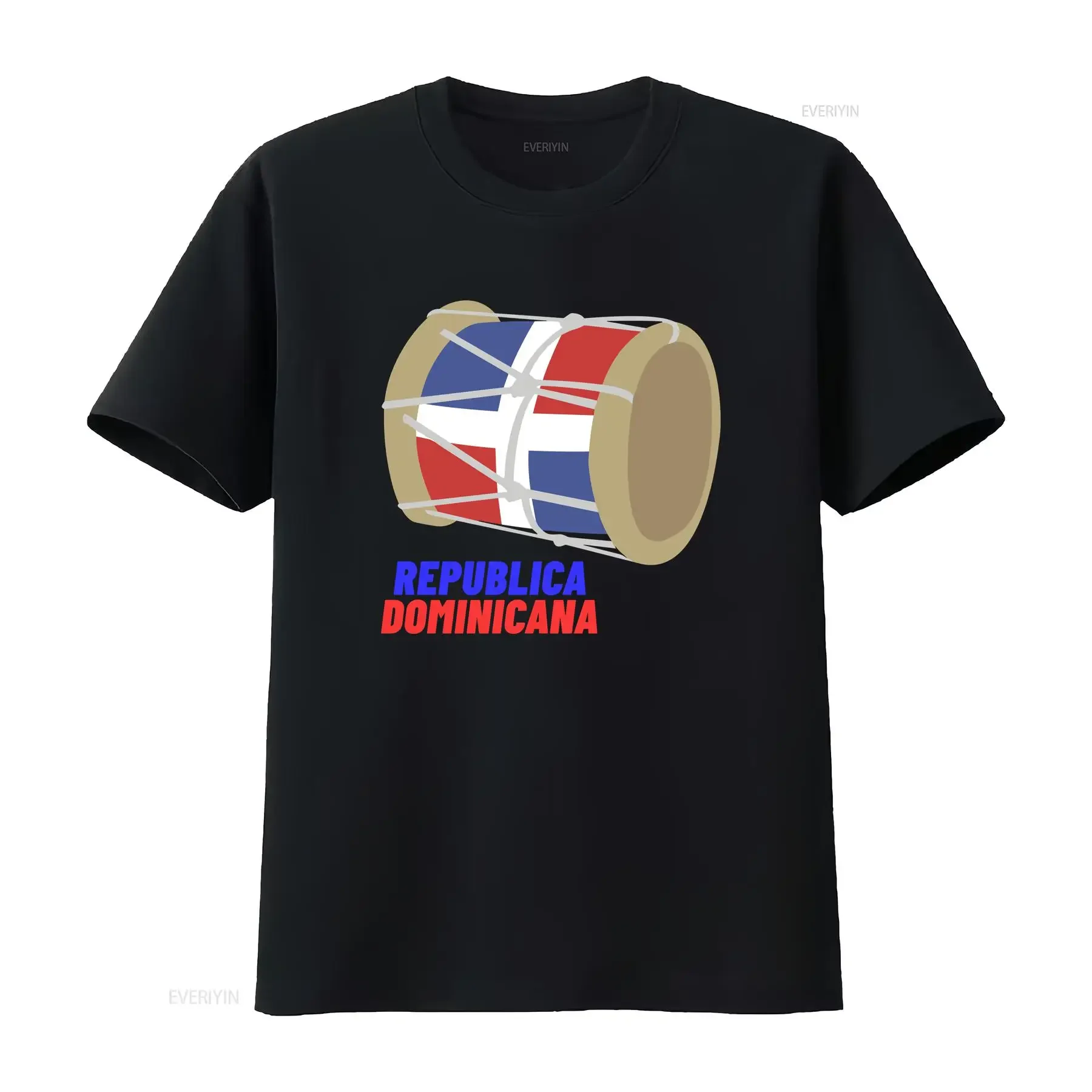 

Short sleeve T Shirt Dominican Republic Flag Tambora Music Party Travel s vintage Washed Slightly Casual streetwear fashion