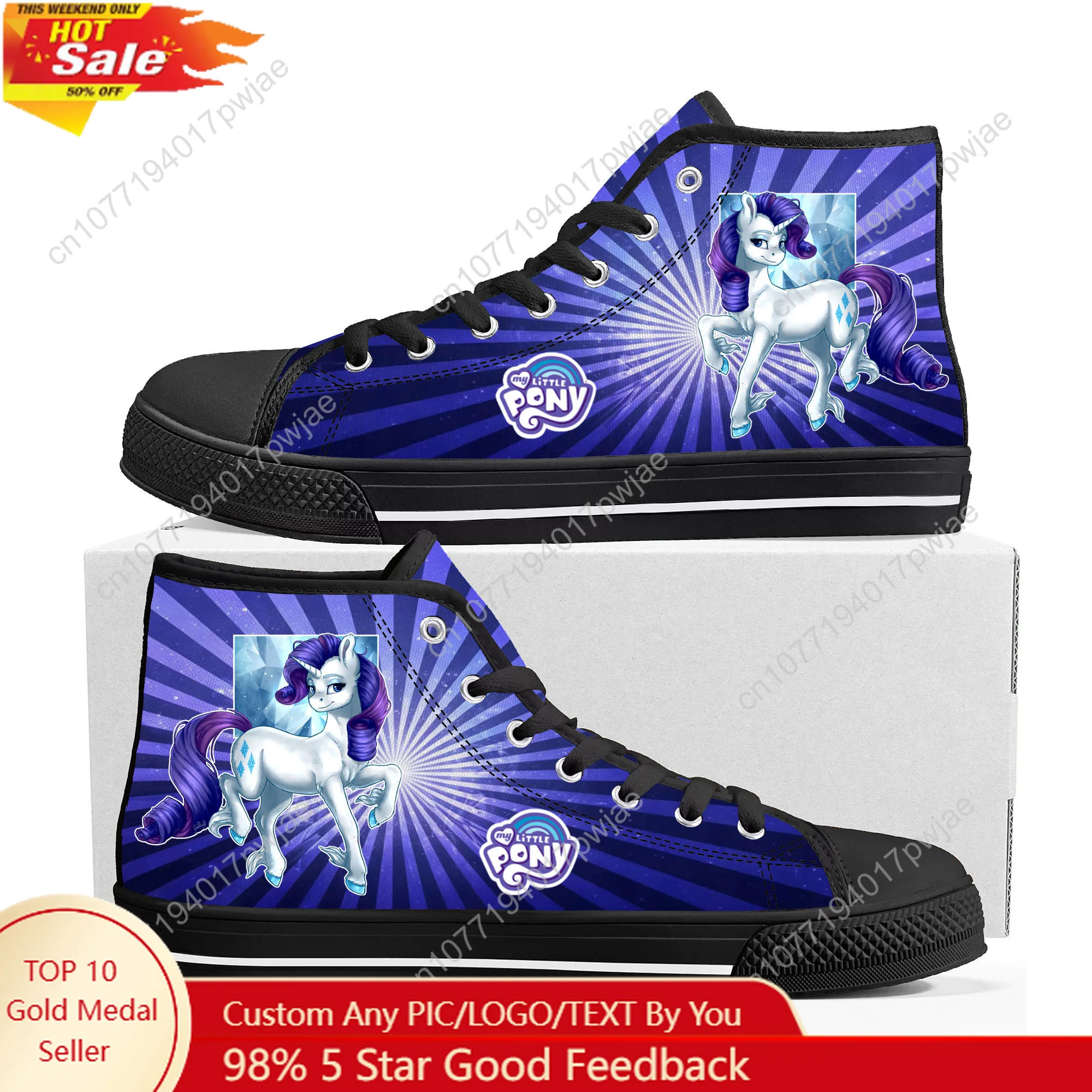 

Rarity My Little Pony High Top Sneakers Mens Womens Teenager Lightweight Canvas Sneaker